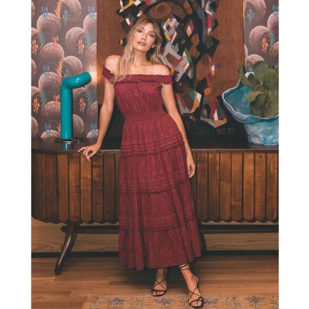 NWT Cleobella Alivia Ankle Dress in Berry maxi organic cotton sz M
